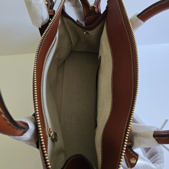 Chloé Medium Edith Leather Double Top Handle Shoulder Bag Sepia Brown - Picture 5 of 11